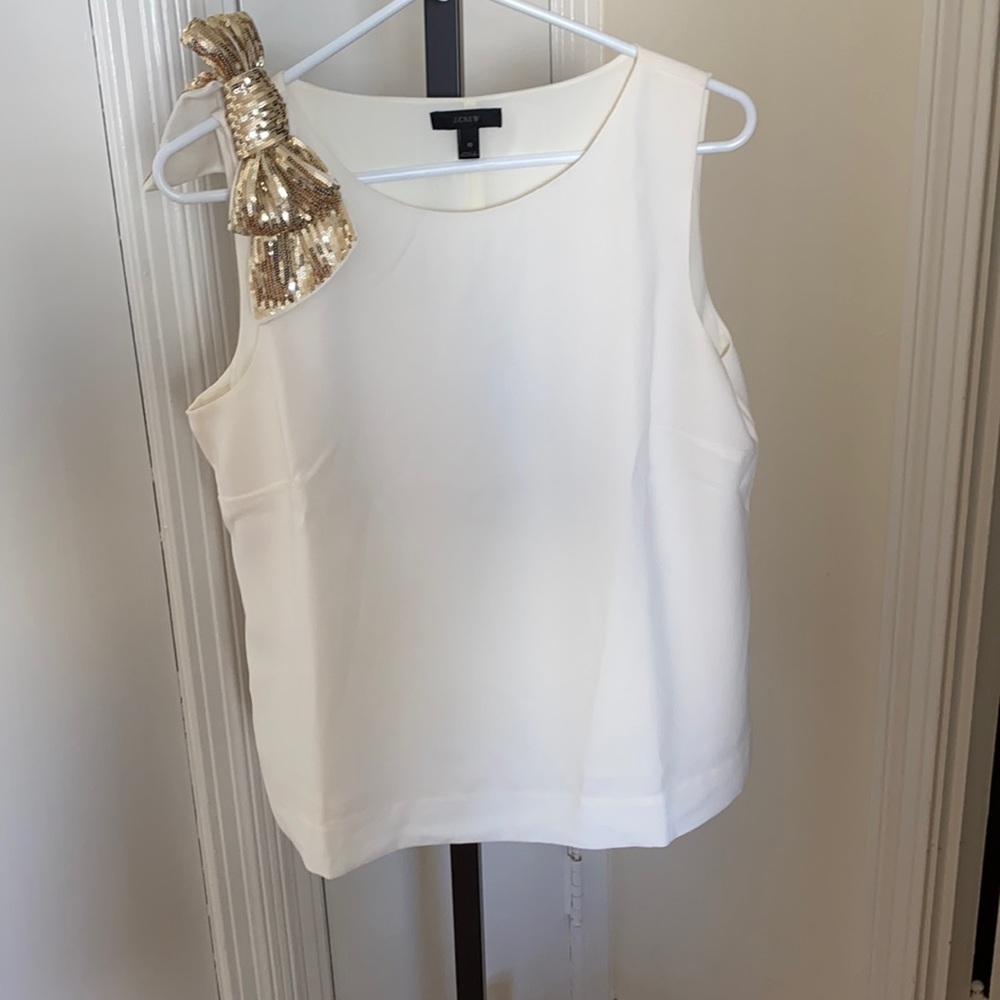J Crew bow sleeveless blouse